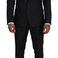Elegant Gray Martini Three-Piece Wool Silk Suit