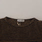 Chic Black and Brown Crewneck Pullover Sweater