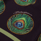 Black Peacock Feather DG Printed Square Handkerchief Scarf