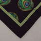 Black Peacock Feather DG Printed Square Handkerchief Scarf