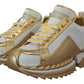Chic White & Gold Leather Super Queen Sneakers