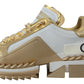 Chic White & Gold Leather Super Queen Sneakers