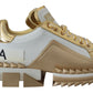 Chic White & Gold Leather Super Queen Sneakers