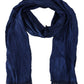 Blue Silk Shawl Foulard Fringes Scarf