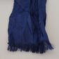 Blue Silk Shawl Foulard Fringes Scarf