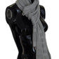 Gray Logo Knitted Neck Wrap Shawl Foulard Scarf
