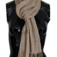 Beige Cotton Shawl Foulard Fringe Scarf