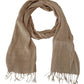 Beige Cotton Shawl Foulard Fringe Scarf