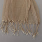 Beige Cotton Shawl Foulard Fringe Scarf