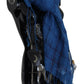 Blue Linen Shawl Foulard Fringes Scarf