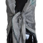 Gray Print Shawl Foulard Fringes Scarf