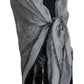 Gray Print Shawl Foulard Fringes Scarf