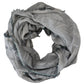 Gray Print Shawl Foulard Fringes Scarf