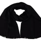 Black Wool Neck Wrap Shawl Fringes Scarf