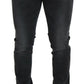 Elegant Gray Washed Denim Pants