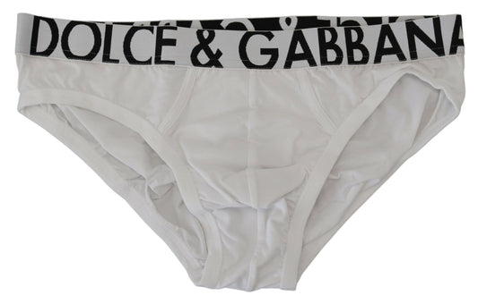 Elegant White Cotton Stretch Briefs