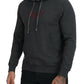Elegant Gray Cotton Hooded Pullover Sweater