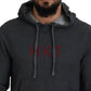 Elegant Gray Cotton Hooded Pullover Sweater