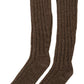 Brown Wool Knit Calf Long Women Socks