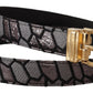 Multicolor Patchwork Leather Gold Jaquard Belt