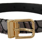 Multicolor Patchwork Leather Gold Jaquard Belt
