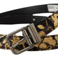 Multicolor Jacquard Leather Logo Metal Buckle Belt