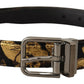 Multicolor Jacquard Leather Logo Metal Buckle Belt