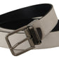 Elegant White Leather Belt with Silver Buckle