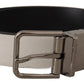 Elegant White Leather Belt with Silver Buckle