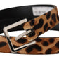 Elegant Leopard Print Calf Leather Belt