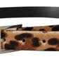 Elegant Leopard Print Calf Leather Belt