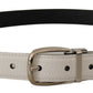 Elegant Vitello Leather Belt in White