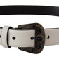 Elegant White Vitello Leather Belt