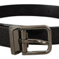 Black Vernice Puntinata Leather Silver Tone Metal Belt