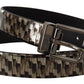 Brown Herringbone Leather Gray Belt