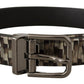 Brown Herringbone Leather Gray Belt