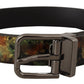 Black Sparkling Leather Black Metal Buckle Belt