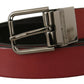 Elegant Maroon Leather Belt with Silver Tone Buckle
