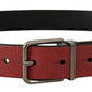 Elegant Maroon Leather Belt with Silver Tone Buckle