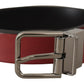 Elegant Maroon Leather Belt with Silver Tone Buckle