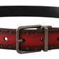 Elegant Maroon Leather Belt with Silver Buckle