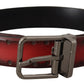Elegant Maroon Leather Belt with Silver Buckle
