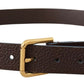 Elegant Brown Leather Belt with Gold Buckle