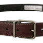 Elegant Leather Belt with Silver Metal Buckle
