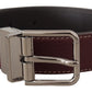 Elegant Leather Belt with Silver Metal Buckle