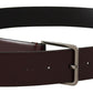 Elegant Leather Silver-Buckled Belt