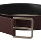 Elegant Leather Silver-Buckled Belt