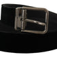 Elegant Black Leather Belt with Square Buckle