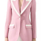 Elegant Wool Blend Silk-Trim Jacket