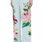 Floral Embroidered Silk Trousers